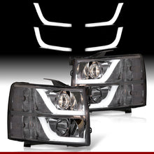 Load image into Gallery viewer, Chevrolet Silverado 1500 2007-2013 / 2500HD 3500HD 2007-2014 LED DRL Bar Projector Headlights Chrome Housing Smoke Len Clear Reflector
