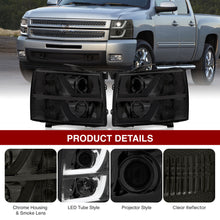 Load image into Gallery viewer, Chevrolet Silverado 1500 2007-2013 / 2500HD 3500HD 2007-2014 LED DRL Bar Projector Headlights Chrome Housing Smoke Len Clear Reflector