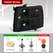 Load image into Gallery viewer, Chevrolet Silverado 1500 2007-2013 / 2500HD 3500HD 2007-2014 LED DRL Bar Projector Headlights Chrome Housing Smoke Len Clear Reflector