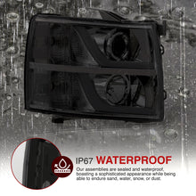 Load image into Gallery viewer, Chevrolet Silverado 1500 2007-2013 / 2500HD 3500HD 2007-2014 LED DRL Bar Projector Headlights Chrome Housing Smoke Len Clear Reflector