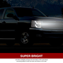 Load image into Gallery viewer, Chevrolet Silverado 1500 2007-2013 / 2500HD 3500HD 2007-2014 LED DRL Bar Projector Headlights Chrome Housing Smoke Len Clear Reflector