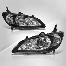 Load image into Gallery viewer, Honda Civic 2004-2005 Factory Style Headlights Black Housing Clear Len Clear Reflector