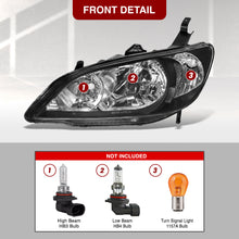 Load image into Gallery viewer, Honda Civic 2004-2005 Factory Style Headlights Black Housing Clear Len Clear Reflector
