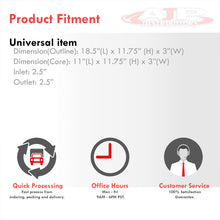 Load image into Gallery viewer, Universal Aluminum Intercooler (Tube & Fin | Overall: 18.5" x 11.75" x 2.5" | Core: 11.0" x 11.75" x 2.5" | Inlet/Outlet: 2.5")