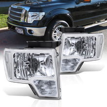 Load image into Gallery viewer, Ford F150 2009-2014 Factory Style Headlights Chrome Housing Clear Len Clear Reflector (Halogen Models Only)