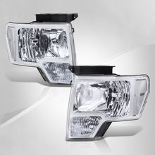 Load image into Gallery viewer, Ford F150 2009-2014 Factory Style Headlights Chrome Housing Clear Len Clear Reflector (Halogen Models Only)