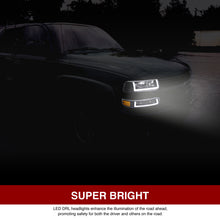Load image into Gallery viewer, Chevrolet Silverado 1999-2002 / Suburban Tahoe 2000-2006 LED DRL Bar Factory Style Headlights + Bumpers Black Housing Clear Len Amber Reflector