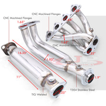 Load image into Gallery viewer, For 1988-2000 Honda Civic D-Series SOHC Engines 4-2-1 Stainless Steel Header + 2.25" High Flow Cat Exhaust Pipe