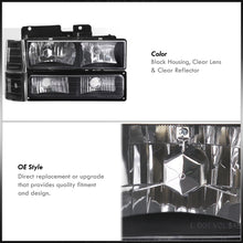 Load image into Gallery viewer, Chevrolet C/K 1500 2500 3500 1994-1998 Factory Style Headlights + Bumper + Corner Lights Black Housing Clear Len Clear Reflector