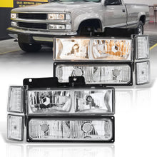 Load image into Gallery viewer, Chevrolet C/K 1500 2500 3500 1994-1998 Factory Style Headlights + Bumper + Corner Lights Chrome Housing Clear Len Clear Reflector