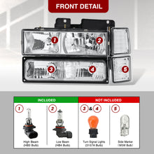 Load image into Gallery viewer, Chevrolet C/K 1500 2500 3500 1994-1998 Factory Style Headlights + Bumper + Corner Lights Chrome Housing Clear Len Clear Reflector