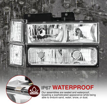 Load image into Gallery viewer, Chevrolet C/K 1500 2500 3500 1994-1998 Factory Style Headlights + Bumper + Corner Lights Chrome Housing Clear Len Clear Reflector