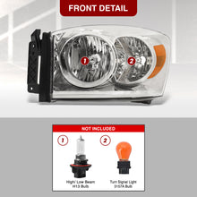 Load image into Gallery viewer, Dodge Ram 1500 2006-2008 / Ram 2500 3500 2006-2009 Factory Style Headlights Chrome Housing Clear Len Amber Reflector