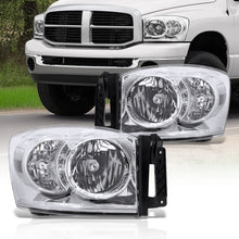 Load image into Gallery viewer, Dodge Ram 1500 2006-2008 / Ram 2500 3500 2006-2009 Factory Style Headlights Chrome Housing Clear Len Clear Reflector