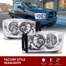 Load image into Gallery viewer, Dodge Ram 1500 2006-2008 / Ram 2500 3500 2006-2009 Factory Style Headlights Chrome Housing Clear Len Clear Reflector