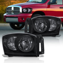 Load image into Gallery viewer, Dodge Ram 1500 2006-2008 / Ram 2500 3500 2006-2009 Factory Style Headlights Black Housing Clear Len Clear Reflector