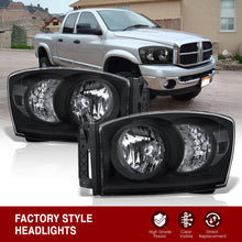 Load image into Gallery viewer, Dodge Ram 1500 2006-2008 / Ram 2500 3500 2006-2009 Factory Style Headlights Black Housing Clear Len Clear Reflector