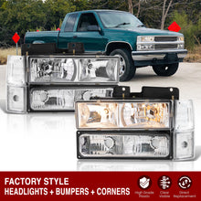 Load image into Gallery viewer, GMC C/K 1500 2500 3500 1994-2000 Factory Style Headlights + Bumpers + Corners Chrome Housing Clear Len Clear Reflector