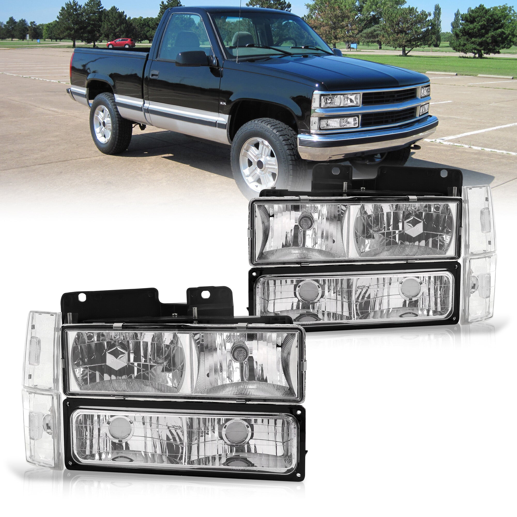 Chevrolet C/K 1500 2500 3500 1988-1993 Factory Style Headlights +