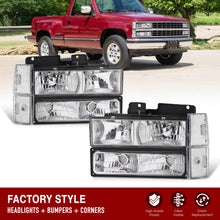 Load image into Gallery viewer, Chevrolet C/K 1500 2500 3500 1988-1993 Factory Style Headlights + Bumpers + Corners Lights Chrome Housing Clear Len Clear Reflector