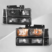 Load image into Gallery viewer, Chevrolet C/K 1500 2500 3500 1988-1993 Factory Style Headlights + Bumpers + Corners Lights Black Housing Clear Len Clear Reflector