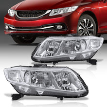 Load image into Gallery viewer, Honda Civic Sedan 2012-2015 / Honda Civic Coupe 2012-2013 Factory Style Headlights Chrome Housing Clear Len Clear Reflector