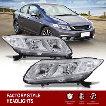 Load image into Gallery viewer, Honda Civic Sedan 2012-2015 / Honda Civic Coupe 2012-2013 Factory Style Headlights Chrome Housing Clear Len Clear Reflector