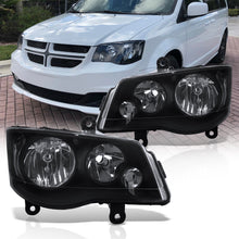 Load image into Gallery viewer, Chrysler Town & Country 2008-2016 / Dodge Grand Caravan 2011-2019 Factory Style Headlights Black Housing Clear Len Clear Reflector (Halogen Models Only)