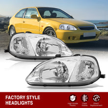 Load image into Gallery viewer, Honda Civic 1999-2000 Factory Style Headlights Chrome Housing Clear Len Clear Reflector