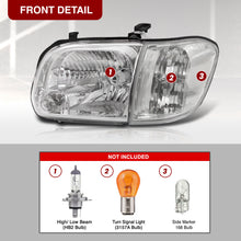 Load image into Gallery viewer, Toyota Tundra (Double Cab / 4 Door Models Only) 2005-2006 / Sequoia 2005-2007 Factory Style Headlights + Corners Chrome Housing Clear Len Clear Reflector