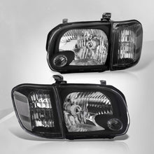 Load image into Gallery viewer, Toyota Tundra (Double Cab / 4 Door Models Only) 2005-2006 / Sequoia 2005-2007 Factory Style Headlights + Corners Black Housing Clear Len Clear Reflector