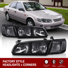 Load image into Gallery viewer, Toyota Camry 2000-2001 Factory Style Headlights + Corners Black Housing Clear Len Clear Reflector