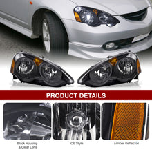Load image into Gallery viewer, Acura RSX 2002-2004 Factory Style Headlights Black Housing Clear Len Amber Reflector