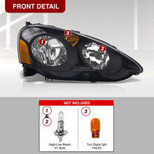 Load image into Gallery viewer, Acura RSX 2002-2004 Factory Style Headlights Black Housing Clear Len Amber Reflector