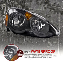 Load image into Gallery viewer, Acura RSX 2002-2004 Factory Style Headlights Black Housing Clear Len Amber Reflector