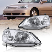 Load image into Gallery viewer, Honda Civic 2/4Door 2001-2003 Factory Style Headlights Chrome Housing Clear Len Clear Reflector
