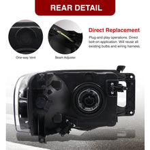 Load image into Gallery viewer, Dodge Ram 1500 Truck 2002-2005 / 2500 3500 Truck 2003-2005 Factory Style Headlights Black Housing Clear Len Amber Reflector