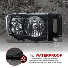 Load image into Gallery viewer, Dodge Ram 1500 Truck 2002-2005 / 2500 3500 Truck 2003-2005 Factory Style Headlights Black Housing Clear Len Amber Reflector