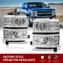 Load image into Gallery viewer, Chevrolet Silverado 1500 2014-2015 Factory Style Projector Headlights Chrome Housing Clear Len Clear Reflector