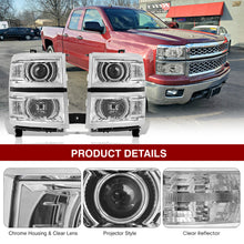 Load image into Gallery viewer, Chevrolet Silverado 1500 2014-2015 Factory Style Projector Headlights Chrome Housing Clear Len Clear Reflector
