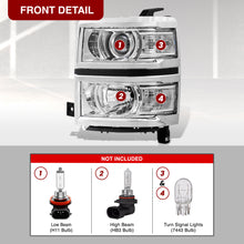 Load image into Gallery viewer, Chevrolet Silverado 1500 2014-2015 Factory Style Projector Headlights Chrome Housing Clear Len Clear Reflector