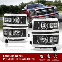 Load image into Gallery viewer, Chevrolet Silverado 1500 2014-2015 Factory Style Projector Headlights Black Housing Clear Len Clear Reflector
