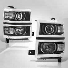 Load image into Gallery viewer, Chevrolet Silverado 1500 2014-2015 Factory Style Projector Headlights Black Housing Clear Len Clear Reflector