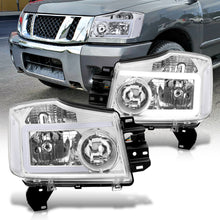 Load image into Gallery viewer, Nissan Titan 2004-2015 / Armada 2004-2007 LED DRL Bar Factory Style Headlights Chrome Housing Clear Len Clear Reflector
