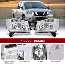 Load image into Gallery viewer, Nissan Titan 2004-2015 / Armada 2004-2007 LED DRL Bar Factory Style Headlights Chrome Housing Clear Len Clear Reflector