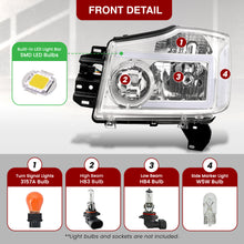Load image into Gallery viewer, Nissan Titan 2004-2015 / Armada 2004-2007 LED DRL Bar Factory Style Headlights Chrome Housing Clear Len Clear Reflector