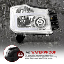 Load image into Gallery viewer, Nissan Titan 2004-2015 / Armada 2004-2007 LED DRL Bar Factory Style Headlights Chrome Housing Clear Len Clear Reflector