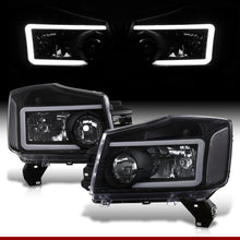 Load image into Gallery viewer, Nissan Titan 2004-2015 / Armada 2004-2007 LED DRL Bar Factory Style Headlights Black Housing Clear Len Clear Reflector