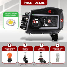 Load image into Gallery viewer, Nissan Titan 2004-2015 / Armada 2004-2007 LED DRL Bar Factory Style Headlights Black Housing Clear Len Clear Reflector