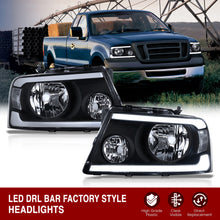 Load image into Gallery viewer, Ford F150 2004-2008 / Lincoln Mark LT 2005-2008 LED DRL Bar Factory Style Headlights Black Housing Clear Len Clear Reflector